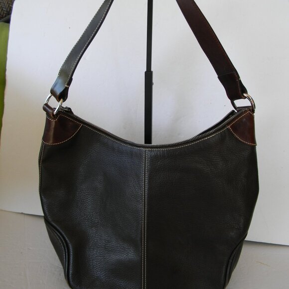 VINTAGE DOONEY & BOURKE BROWN PEBBLE LEATHER LARGE HOBO SHOULDER BAG - Picture 6 of 12